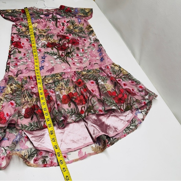 Chi Chi London peplum embroidered lance Floral Pink Dress size US 8 UK 12 - Picture 11 of 15